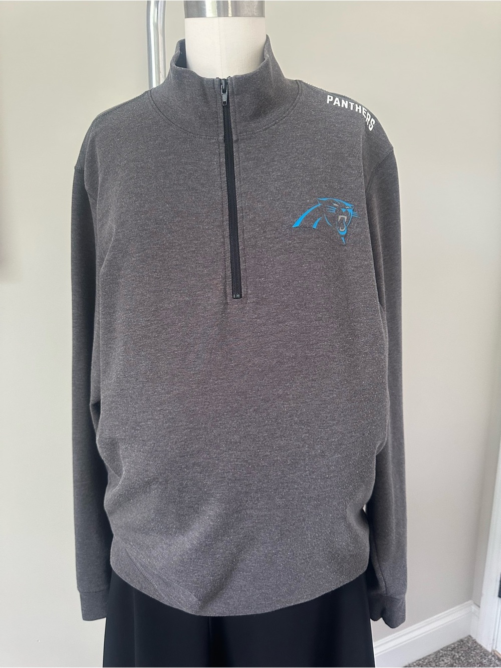 Panthers Men's Charcoal Gray Quarter-Zip Sweater by Forward Large